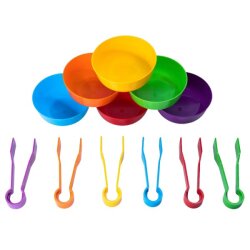 Maşa ve Kase Aktarım Seti 12 Parça Anaokulu Kreş Eğitici Oyuncak - Zuzu Toys