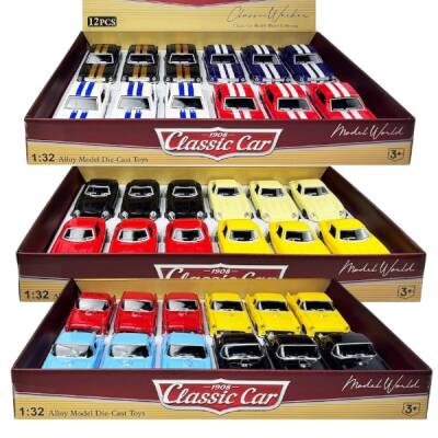 Metal Çek Bırak Araba 1:32 Clasic Araba (4B-8B-11B - 1