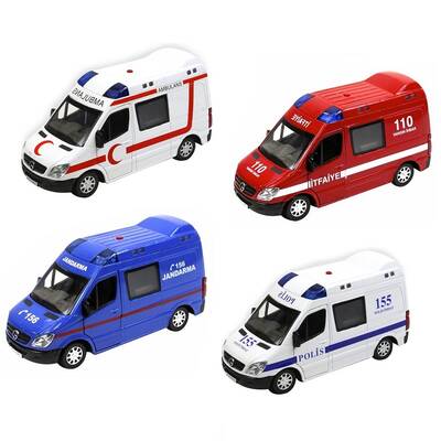 Metal Çekbırak Mercedes-Benz Işıklı Sesli 1:32 Oyuncak Jandarma Arabası - 2