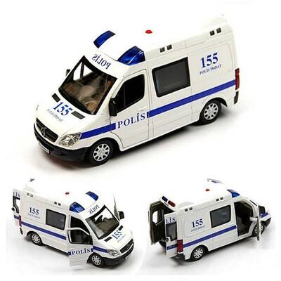 Metal Çekbırak Mercedes-Benz Işıklı Sesli 1:32 Polis Arabası - 1
