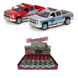 Metal Polis Çek Bırak Araba Kinsmart 2014 Chevrolet Sılverado 1:46 - Kinsmart
