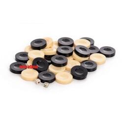 Miajima Akrilik Kalın Tavla Pulu Büyük Boy Siyah Krem Renk - 2