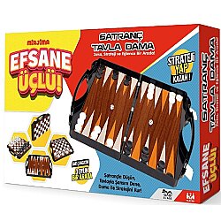 Miajima Efsane 3'lü Çantalı 3'Lü Oyun Seti Satranç-Dama-Tavla Büyük Boy - Miajima