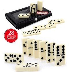 Miajima Fildişi Seramik Büyük Boy Domino Taşı Seti Çantalı 4,8 X 2,2 Cm - Miajima