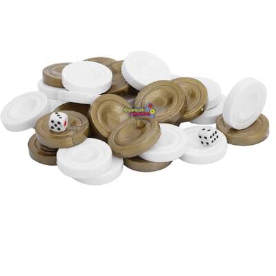 Miajima Gold Beyaz Sedefli Tavla Pulu Büyük Boy - 1