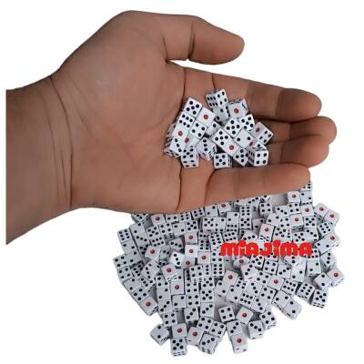 Miajima Ithal Melamin 9 MM Tavla Zarı Kırmızı Noktalı Yanları Köşeli 24 Adet - 1