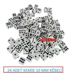 Miajima Japon Ithal Büyük Kemik Tavla Zarı Yanları Köşeli 10 MM 24 Adet - 2