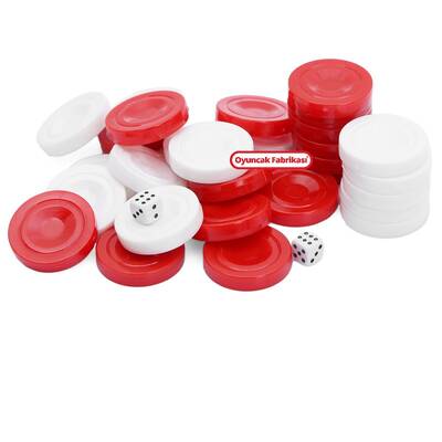 Miajima Kırmızı Beyaz Tavla Pulu Büyük Boy - 1