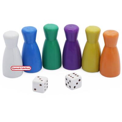 Miajima Oyun Piyonu Taşı 6 Renkli Piyon 5 Set + Zar - 1