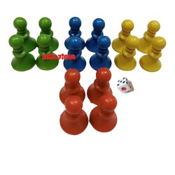 Miajima Oyun Piyonu Taşı Kızma Birader Oyun Piyonu 16 Taş 4 Renk+ Zar -5 Takım Set - Miajima