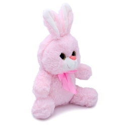 Miajima Oyuncak Pembe Peluş Tavşan Kurdelalı 23 Cm - 1