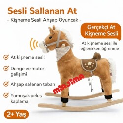 Miajima Sallanan Peluş At 65 Cm Açık Kahverengi Sesli Müzikli - Selay