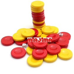 Miajima Tavla Pulu Sarı Kırmızı Büyük Boy 3,5 Cm 5 mm - Miajima