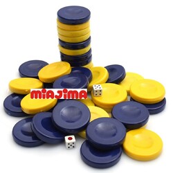 Miajima Tavla Pulu Sarı Lacivert Büyük Boy 3,5 Cm 5 mm - Miajima
