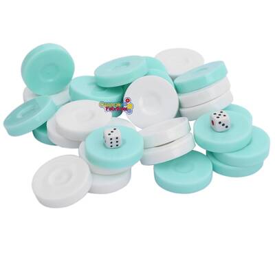 Miajima Tavla Pulu Turkuaz Beyaz Büyük Boy - 1