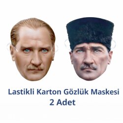 Mustafa Kemal Atatürk Lastikli Karton Gözlük Maskesi 2 Adet 25x18 Cm - OYUNCAK FABRİKASI