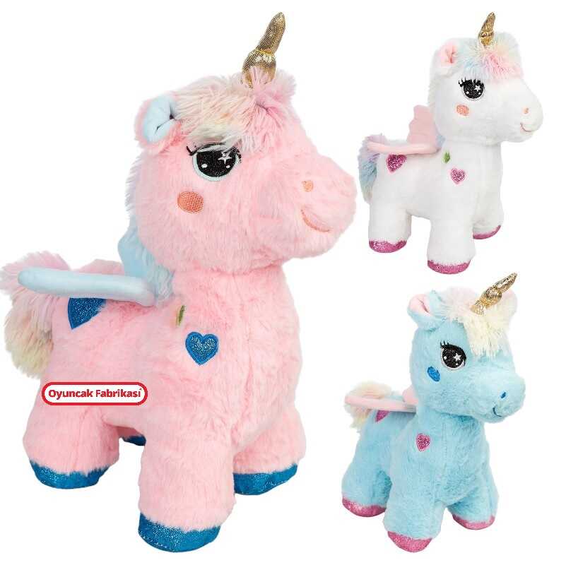 Oyuncak Büyük Boynuzlu Peluş Unicorn 55 Cm
