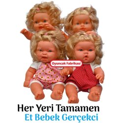 Oyuncak Et Bebek Saçlı Güzel Elbiseli Vucudu Tamamen Et Bebek 35 Cm - Gamze Toys