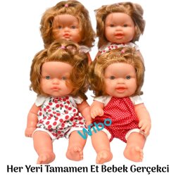 Oyuncak Et Bebek Saçlı Güzel Elbiseli Vucudu Tamamen Et Bebek 35 Cm - 3