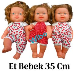 Oyuncak Et Bebek Saçlı Güzel Elbiseli Vucudu Tamamen Et Bebek 35 Cm - 4