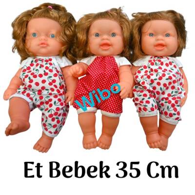 Oyuncak Et Bebek Saçlı Güzel Elbiseli Vucudu Tamamen Et Bebek 35 Cm - 4