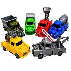 Oyuncak İş Makineleri 6'lı Set 11 cm Çek Bırak Kamyon ve Araç Seti - 2
