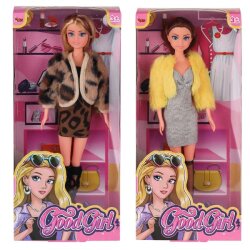 Oyuncak Manken Bebek 29 Cm Kürk Ceketli Elbiseli Bebek - Vardem Oyuncak