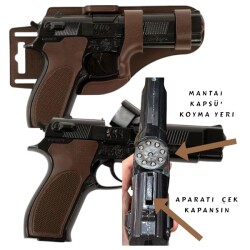Oyuncak Mantar Kapsül Atan Komple Metal Tabanca Silah 20 Cm Focus-023 - Sayer