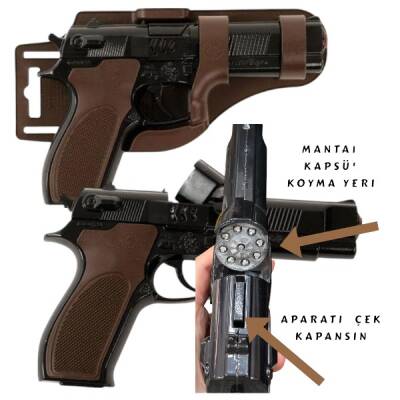 Oyuncak Mantar Kapsül Atan Komple Metal Tabanca Silah 20 Cm Focus-023 - 1