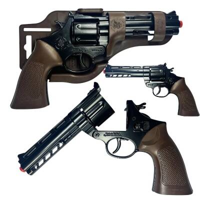 Oyuncak Mantar Kapsül Atan Komple Metal Tabanca Silah 26 Cm - 1