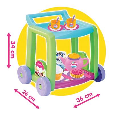 Oyuncak Mutfak Seti Candy Çay Servis Arabası Tekerlekli - 2
