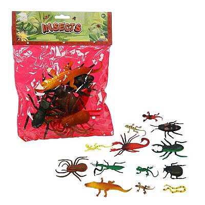 Oyuncak Sürüngenler ve Böcekler Poşetli Figür Seti - 1