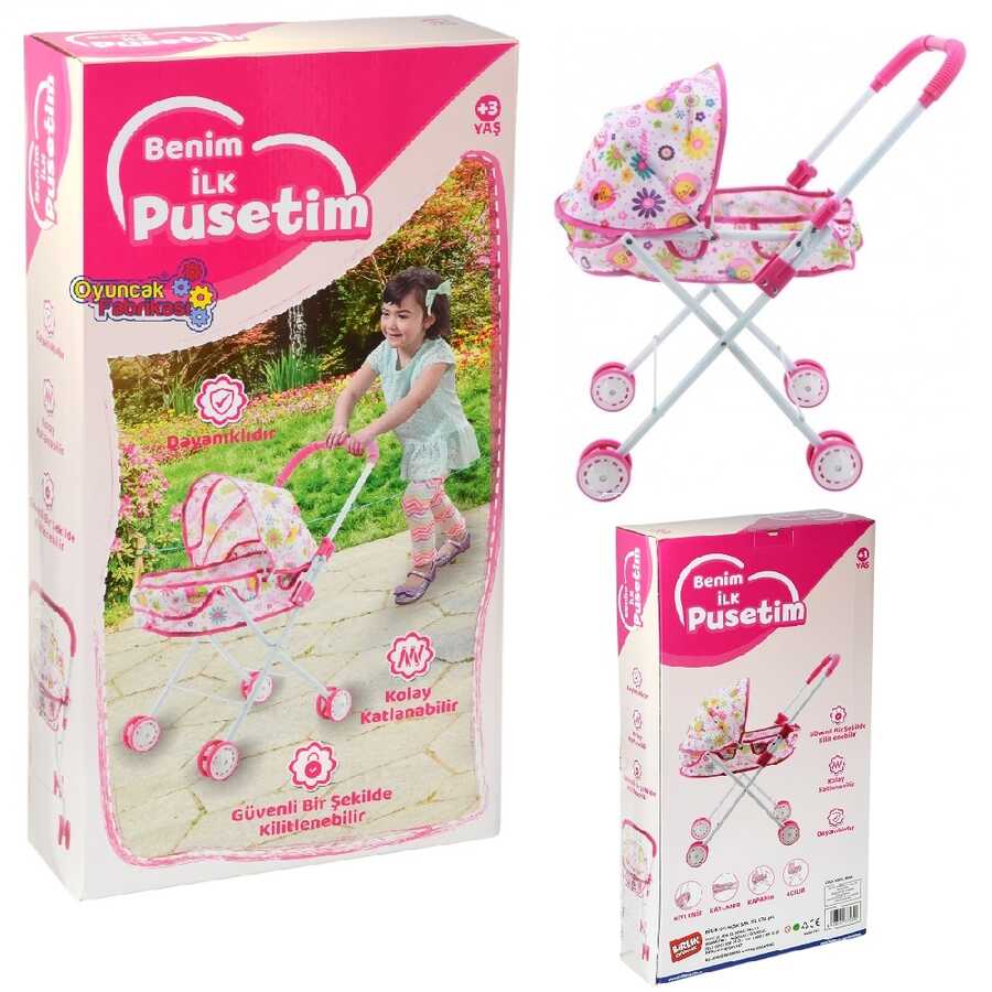 Oyuncak Yataklı Puset Bebek Arabası Metal Oyuncak Bebek Oyuncak Yataklı Puset Bebek Arabası Metal Oyuncak Bebek