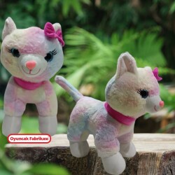 Oyuncakfabrikasi Ithal Büyük Boy Peluş Oyuncak Kedi Gökkuşağı Renkli 39 Cm - 1