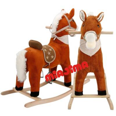 Peluş Sallanan At Sesli Müzikli Fular’lı Koyu Kahverengi 65 cm - 2