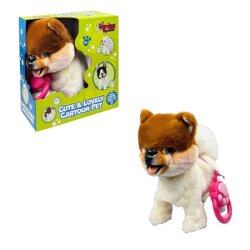 Peluş Tasmalı Oyuncak Yürüyen-Havlayan Pomeranian Köpek - Vardem Oyuncak