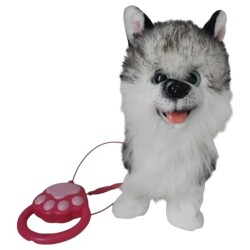 Peluş Tasmalı Yürüyen-Havlayan Husky Köpek - Vardem Oyuncak