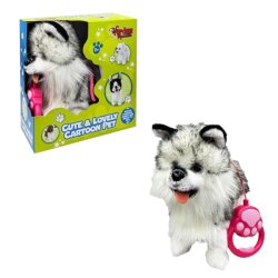 Peluş Tasmalı Yürüyen-Havlayan Husky Köpek - Vardem Oyuncak
