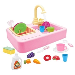 Pilli Modern Mutfak Lavabo Çeşmeli 25 Parça Mavi- Pembe - 2