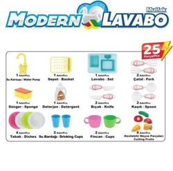 Pilli Modern Mutfak Lavabo Çeşmeli 25 Parça Mavi- Pembe - 6