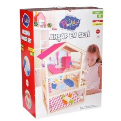 Play Wood Büyük Boy Ahşap Oyuncak Ev Seti - PlayWood-Onyıl