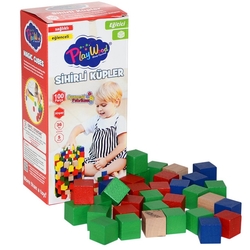 Play Wood Eğitici Ahşap Oyuncak 100 Parça Sihirli Küpler - PlayWood-Onyıl