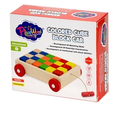 Play Wood Eğitici Ahşap Oyuncak Küp Bloklu Araba Renkli Çek-Çekli - 2