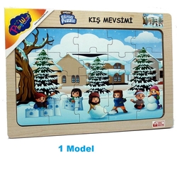 PlayWood 20 Parça Kış Mevsimi Ahşap Çocuk Puzzle Ahşap Eğitici Yapboz 4 Model - 2