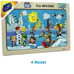 PlayWood 20 Parça Kış Mevsimi Ahşap Çocuk Puzzle Ahşap Eğitici Yapboz 4 Model - 5