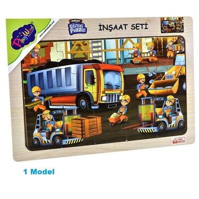 PlayWood Ahşap Eğitici Puzzle 20 Parça İnşaat Seti - 2