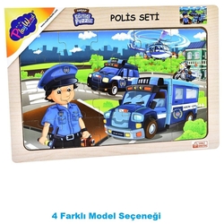 PlayWood Ahşap Eğitici Puzzle Polis Seti 20 Parça - PlayWood-Onyıl