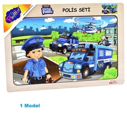 PlayWood Ahşap Eğitici Puzzle Polis Seti 20 Parça - 2