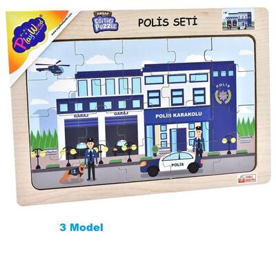 PlayWood Ahşap Eğitici Puzzle Polis Seti 20 Parça - 4