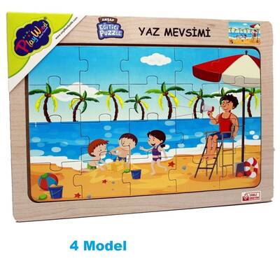 PlayWood Ahşap Eğitici Puzzle Yaz Mevsimi 20 Parça 4 Model - 5